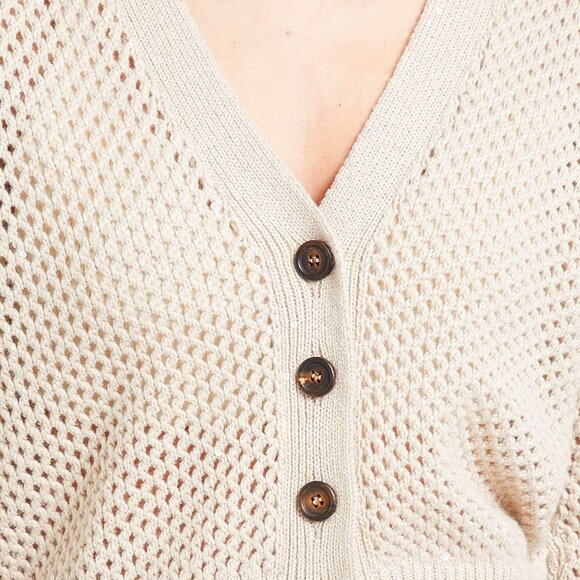 NWT Ivory Waffle-Knit Crochet Cardigan Sweater - Girls M (7/8) - Art Class Tops - Picture 3 of 4